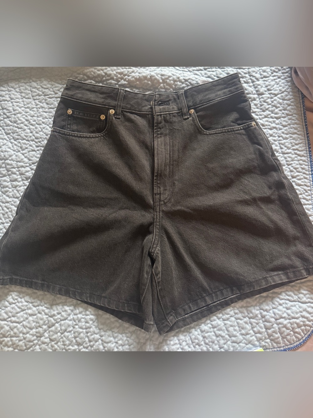 Everlane Black Washed Denim Shorts